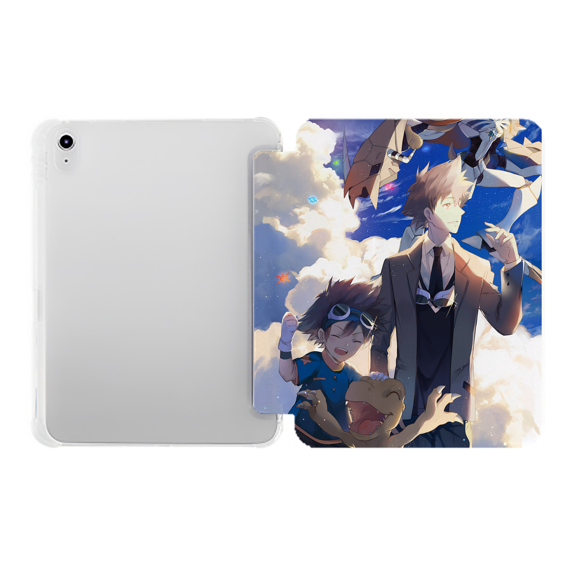 （画像用） Digimon デジタルモンスター/デジモン IPad ケース ペン収納付き 三つ折りスタンド PUレザー×シリコン 対応機種9.5/10.5/10.9インチ